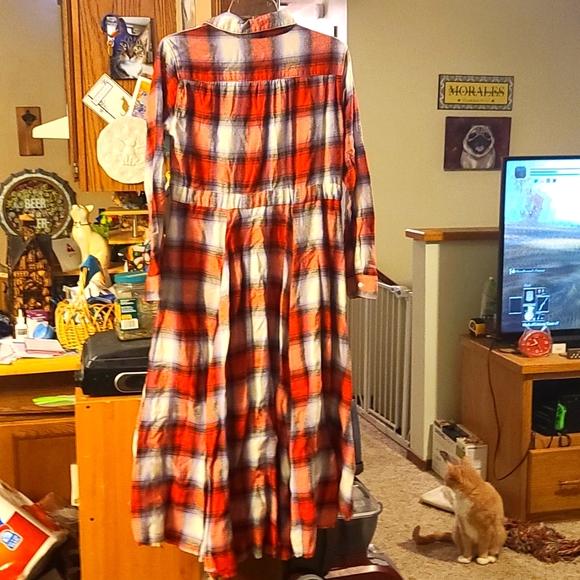 Jodifl long sleeve flannel midi dress - Picture 2 of 3